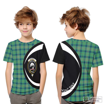 Kennedy Ancient Tartan Kid T-Shirt with Family Crest Circle Style