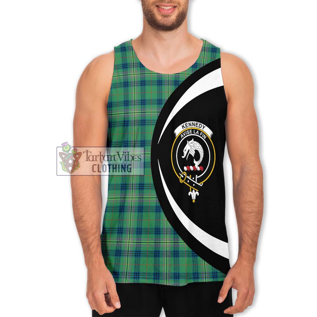 Kennedy Ancient Tartan Men's Tank Top with Family Crest Circle Style Men - Tartan Vibes Clothing