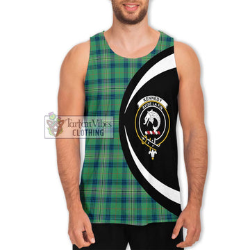 Kennedy Ancient Tartan Men's Tank Top with Family Crest Circle Style