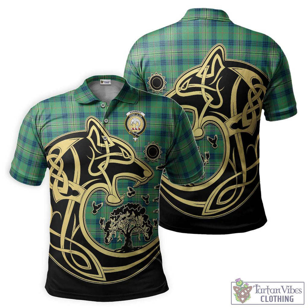 Kennedy Ancient Tartan Polo Shirt with Family Crest Celtic Wolf Style Kid - Tartanvibesclothing Shop