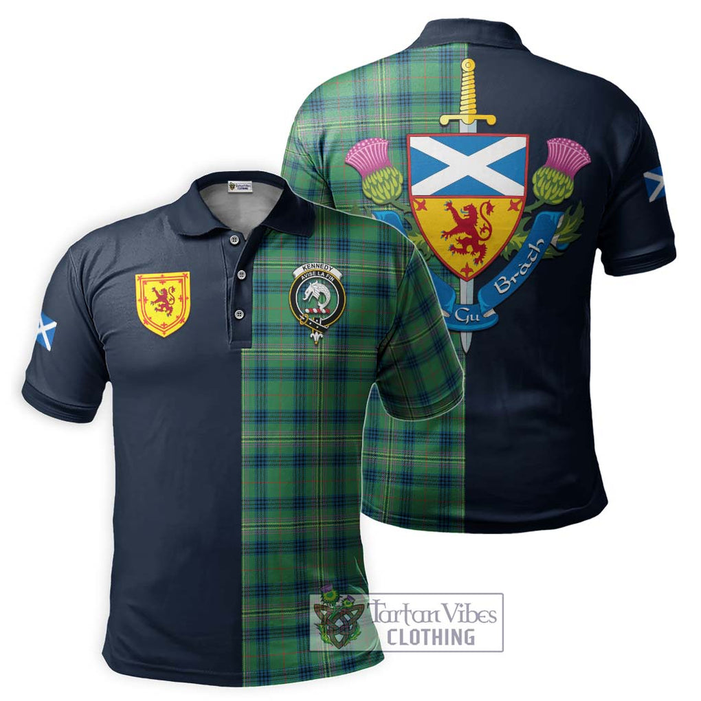 Tartan Vibes Clothing Kennedy Ancient Tartan Polo Shirt with Scottish Lion Royal Arm Half Style