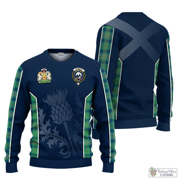 Kennedy Ancient Tartan Knitted Sweatshirt with Family Crest and Scottish Thistle Vibes Sport Style