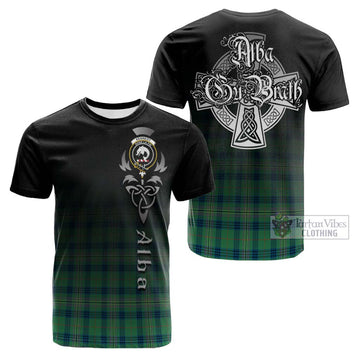 Kennedy Ancient Tartan Cotton T-shirt Featuring Alba Gu Brath Family Crest Celtic Inspired