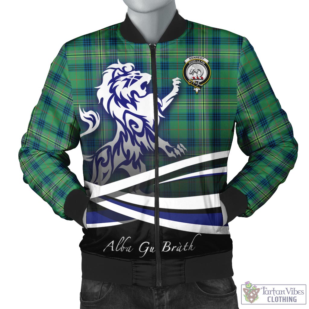 Tartan Vibes Clothing Kennedy Ancient Tartan Bomber Jacket with Alba Gu Brath Regal Lion Emblem