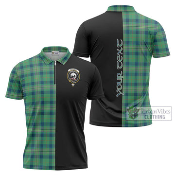 Kennedy Ancient Tartan Zipper Polo Shirt with Family Crest and Half Of Me Style