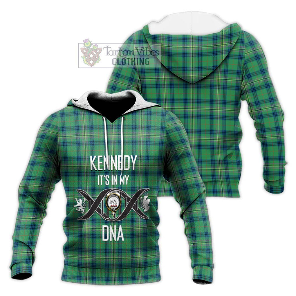 Kennedy Ancient Tartan Knitted Hoodie with Family Crest DNA In Me Style Unisex Knitted Pullover Hoodie - Tartanvibesclothing Shop