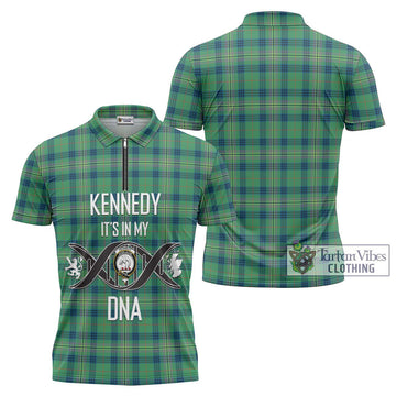 Kennedy Ancient Tartan Zipper Polo Shirt with Family Crest DNA In Me Style