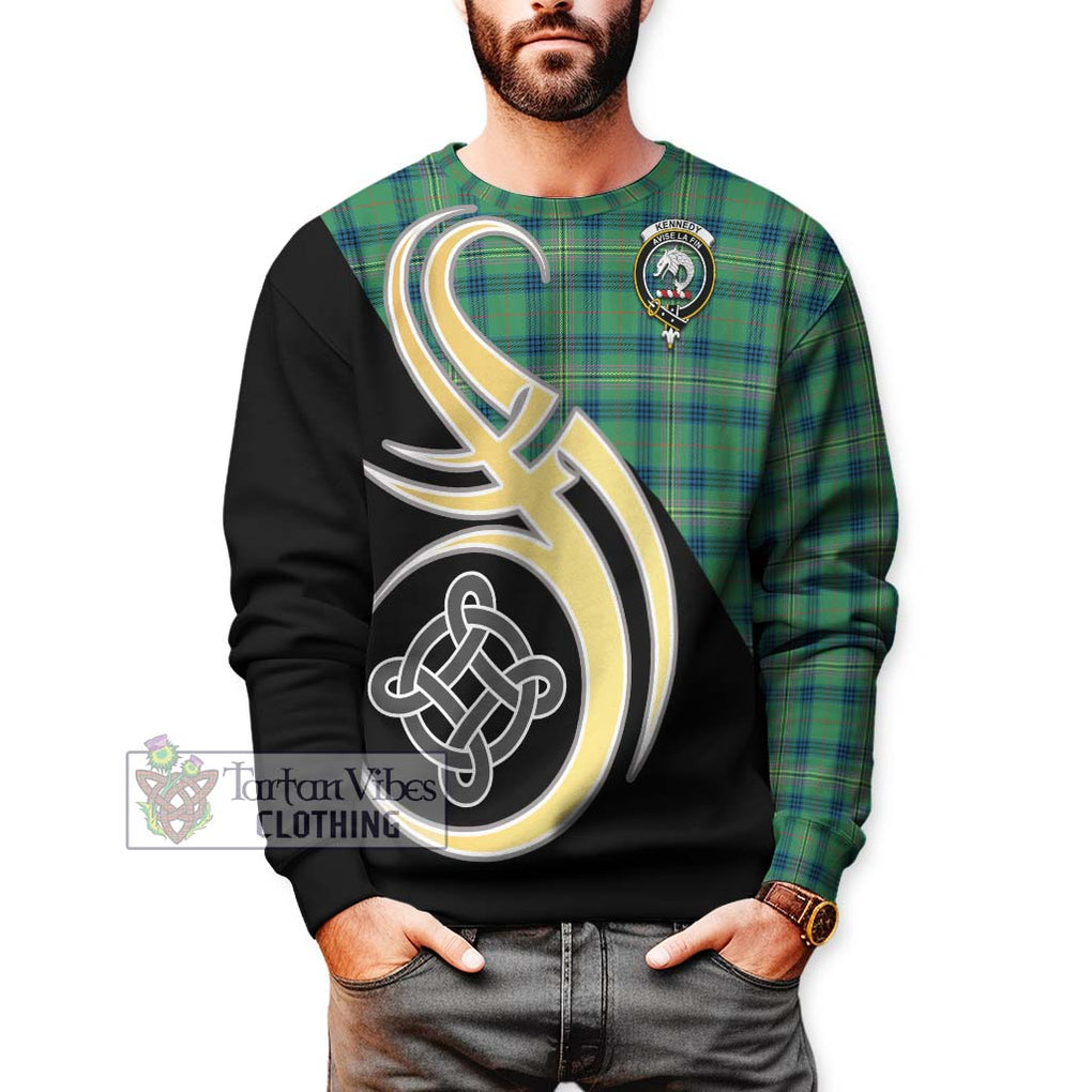 Kennedy Ancient Tartan Sweatshirt with Family Crest and Celtic Symbol Style Unisex - Tartan Vibes Clothing