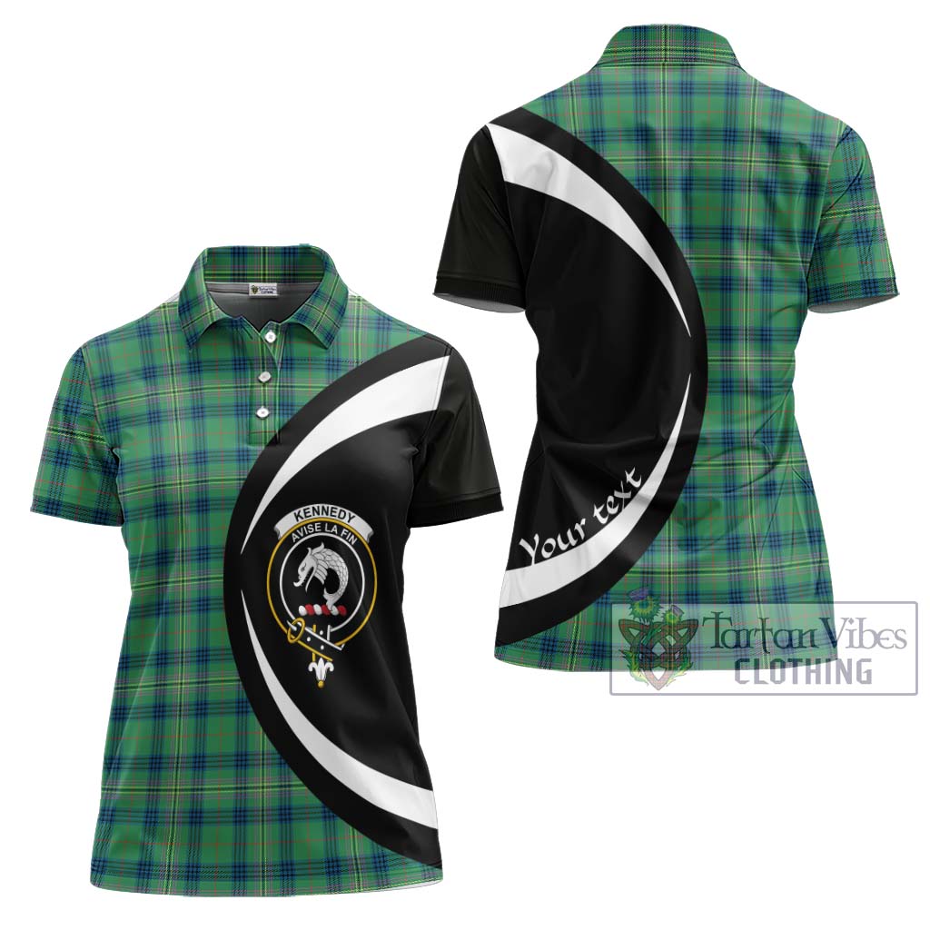 Kennedy Ancient Tartan Women's Polo Shirt with Family Crest Circle Style Women - Tartan Vibes Clothing