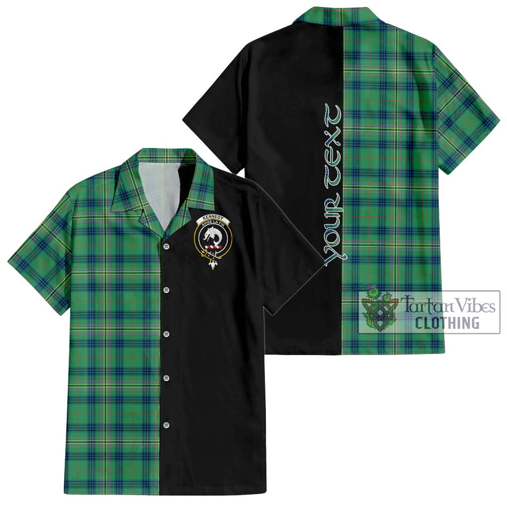 Kennedy Ancient Tartan Short Sleeve Button Shirt with Family Crest and Half Of Me Style Kid - Tartanvibesclothing Shop