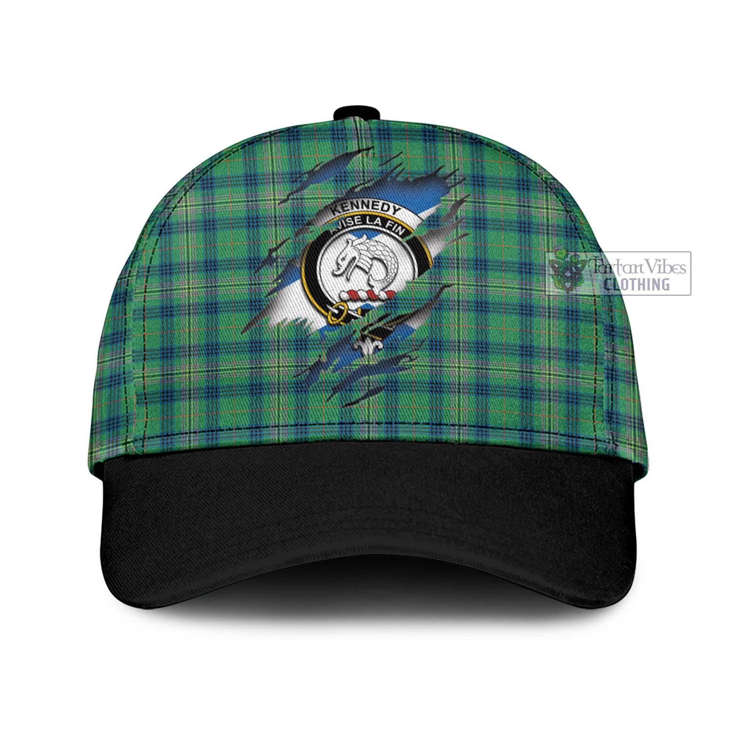 Tartan Vibes Clothing Kennedy Ancient Tartan Classic Cap with Family Crest In Me Style