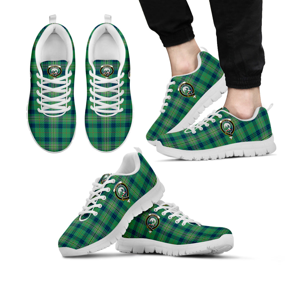 Kennedy Ancient Tartan Sneakers with Family Crest Kid's Sneakers - Tartan Vibes Clothing