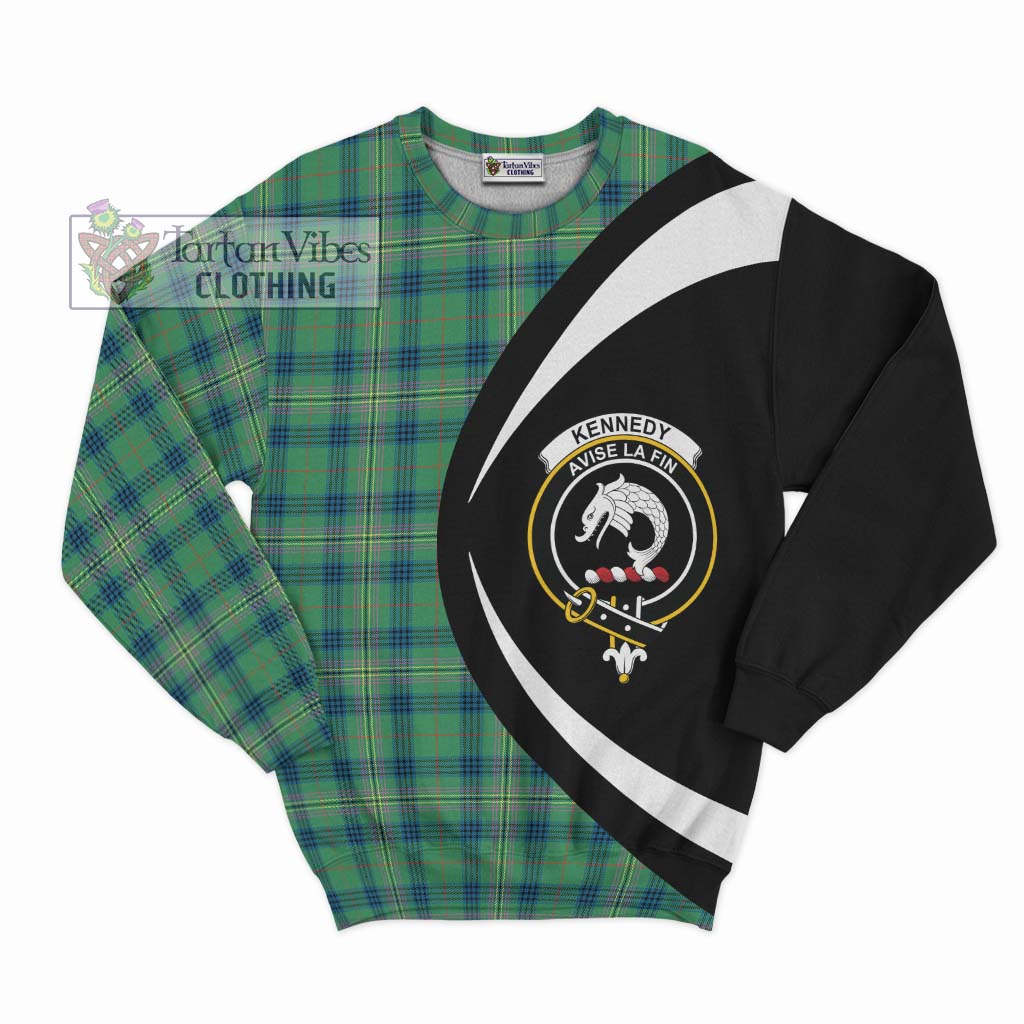 Kennedy Ancient Tartan Sweatshirt with Family Crest Circle Style Unisex - Tartan Vibes Clothing