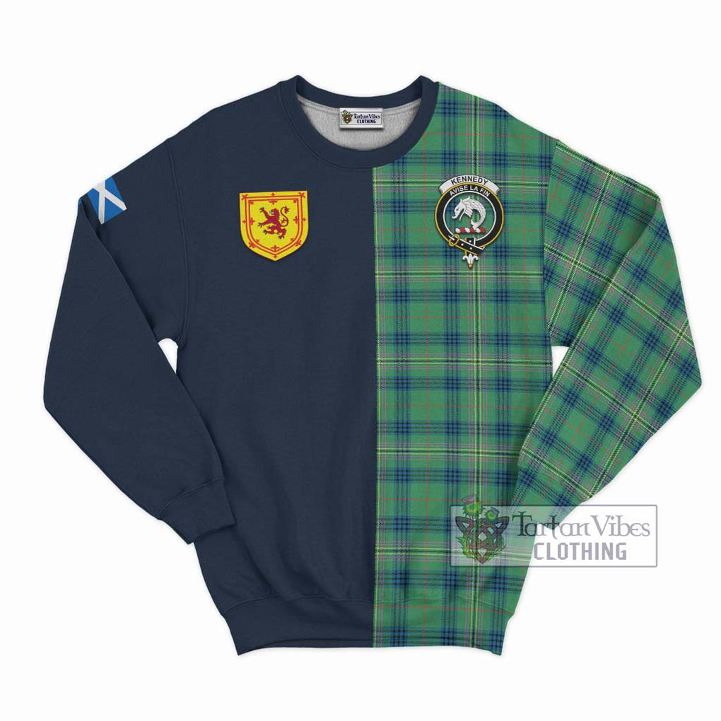 Tartan Vibes Clothing Kennedy Ancient Tartan Sweatshirt with Scottish Lion Royal Arm Half Style