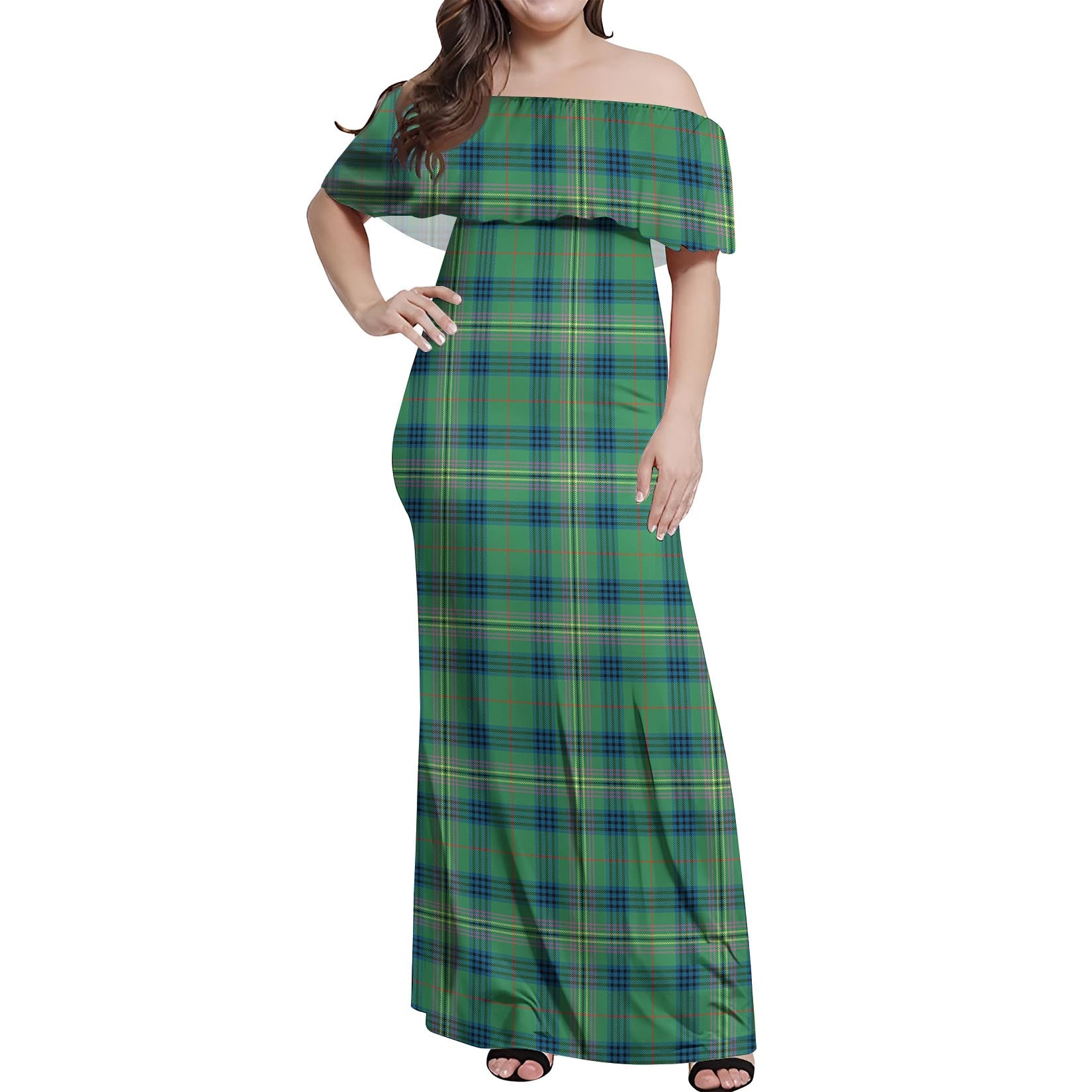 Kennedy Ancient Tartan Off Shoulder Long Dress Women's Dress - Tartanvibesclothing