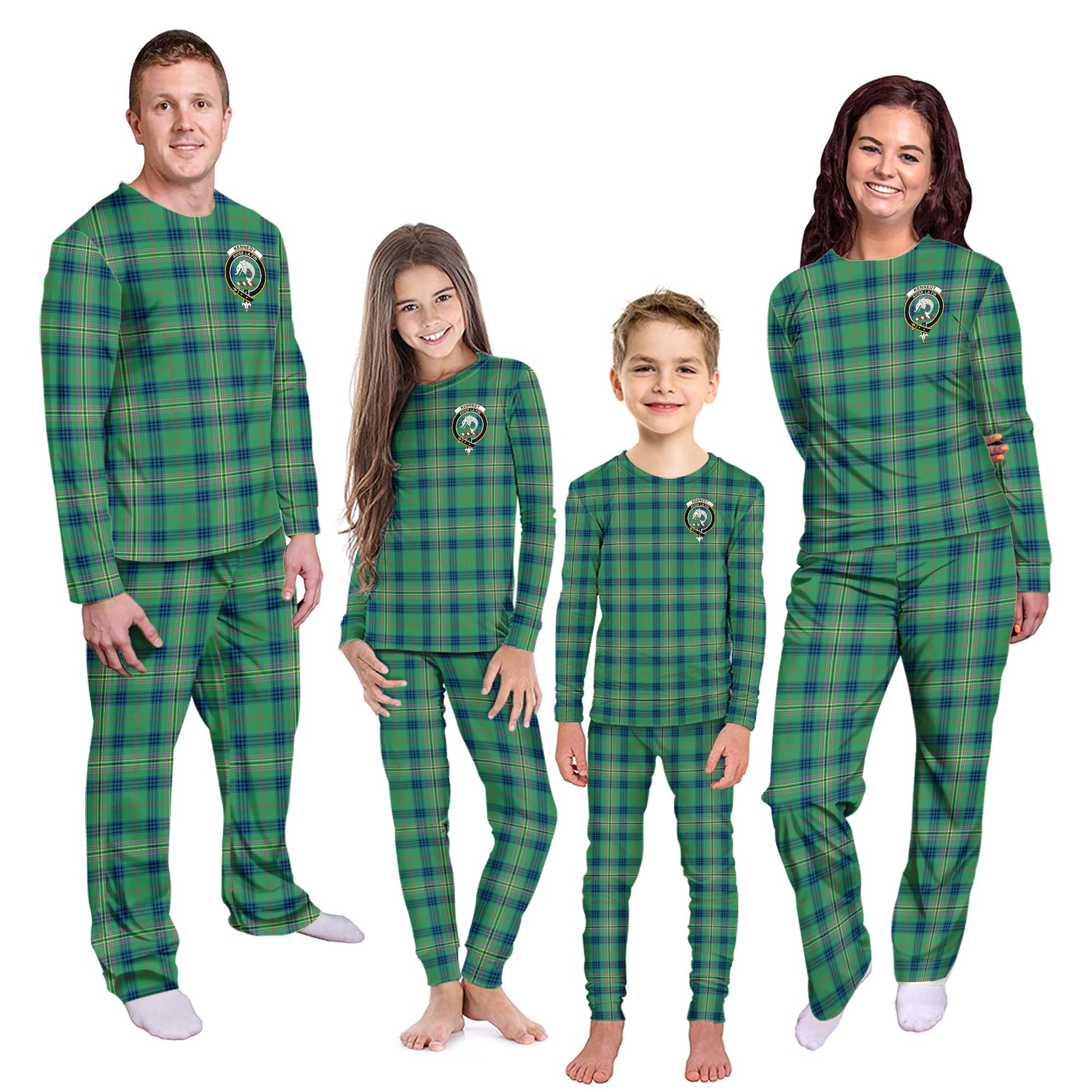 Kennedy Ancient Tartan Pajamas Family Set with Family Crest - Tartanvibesclothing