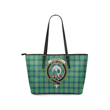 Kennedy Ancient Tartan Leather Tote Bag with Family Crest