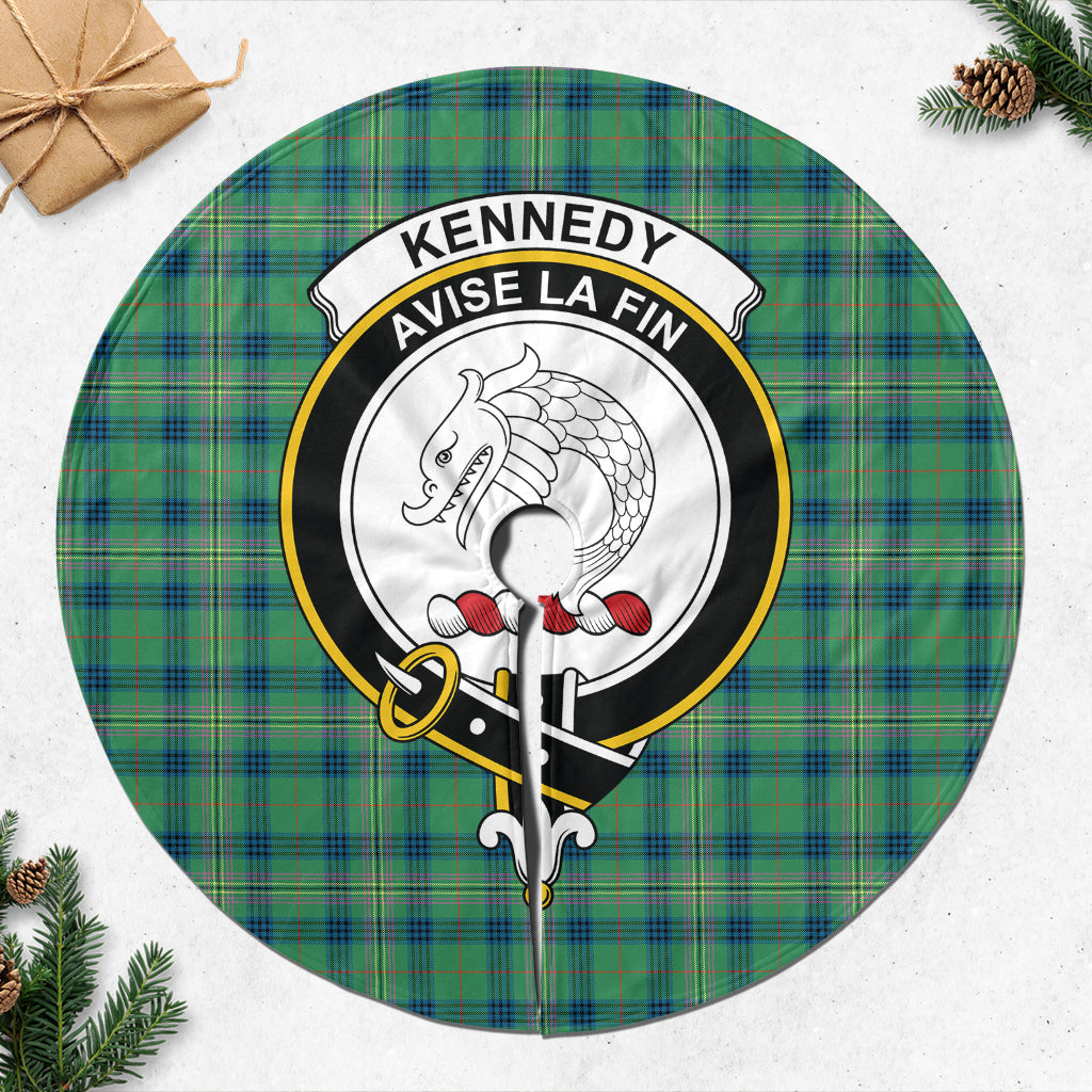 Kennedy Ancient Tartan Christmas Tree Skirt with Family Crest - Tartanvibesclothing