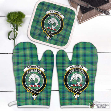 Kennedy Ancient Tartan Combo Oven Mitt & Pot-Holder with Family Crest