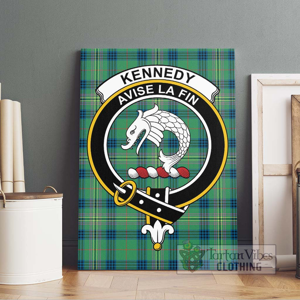 Kennedy Ancient Tartan Canvas Print Wall Art with Family Crest Without Frame - Tartan Vibes Clothing