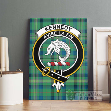 Kennedy Ancient Tartan Canvas Print Wall Art with Family Crest