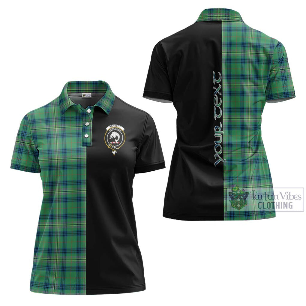 Kennedy Ancient Tartan Women's Polo Shirt with Family Crest and Half Of Me Style Women - Tartanvibesclothing Shop