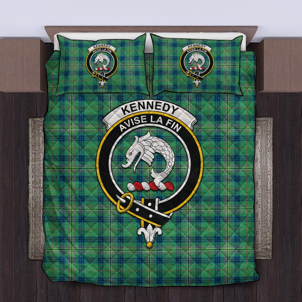 Kennedy Ancient Tartan Quilt Bed Set with Family Crest Twin - Tartan Vibes Clothing