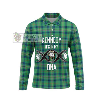 Kennedy Ancient Tartan Long Sleeve Polo Shirt with Family Crest DNA In Me Style