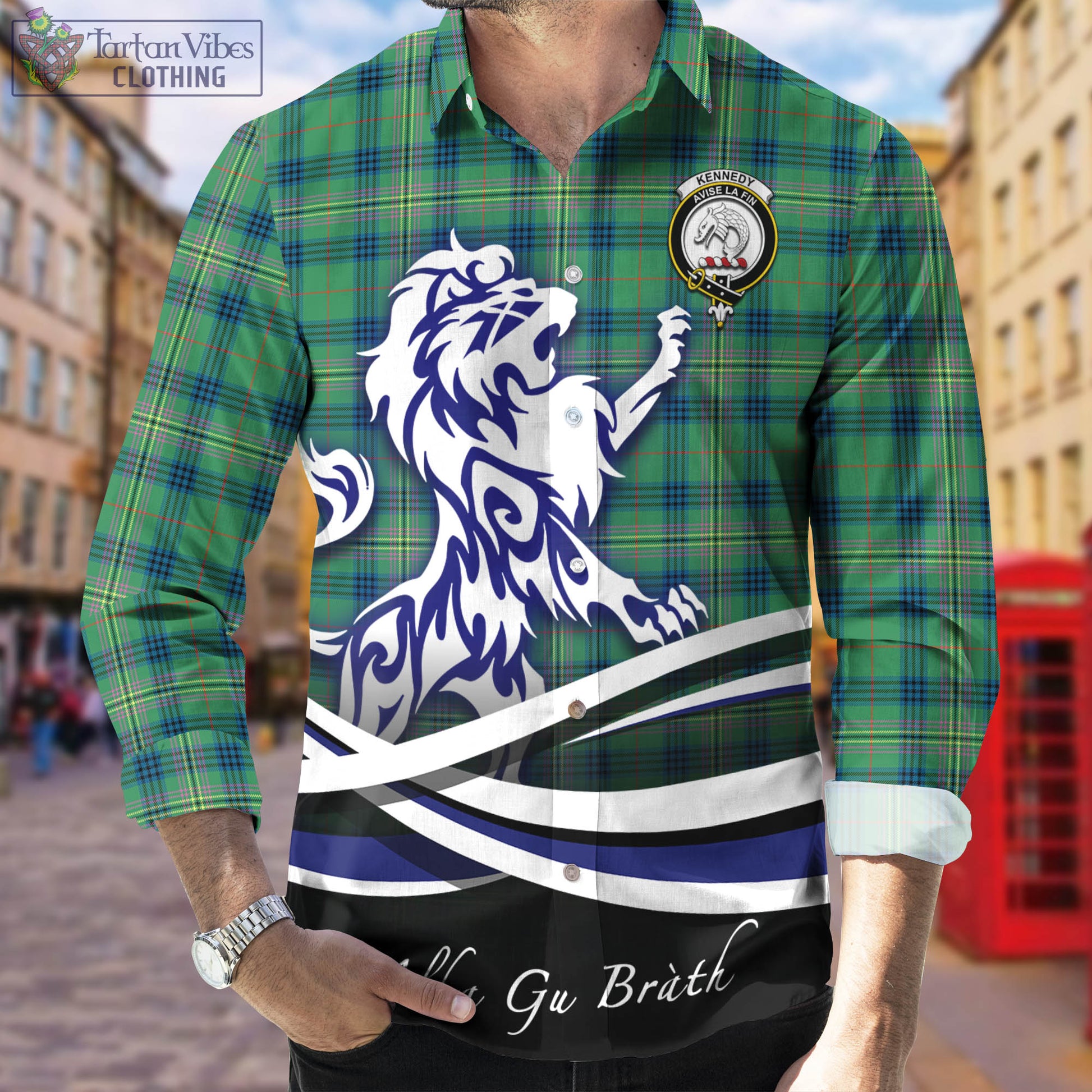 kennedy-ancient-tartan-long-sleeve-button-up-shirt-with-alba-gu-brath-regal-lion-emblem