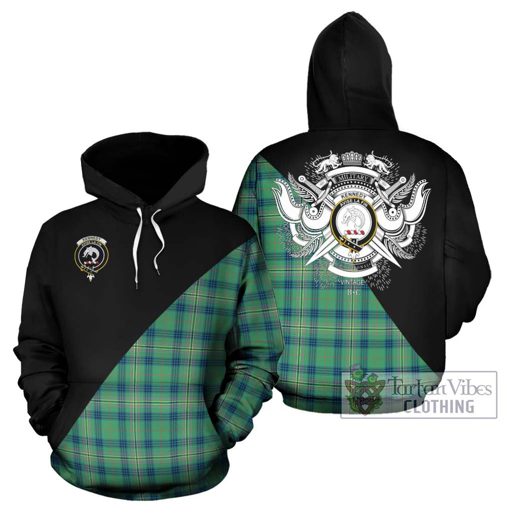 Kennedy Ancient Tartan Hoodie with Family Crest and Military Logo Style Zip Hoodie - Tartanvibesclothing Shop