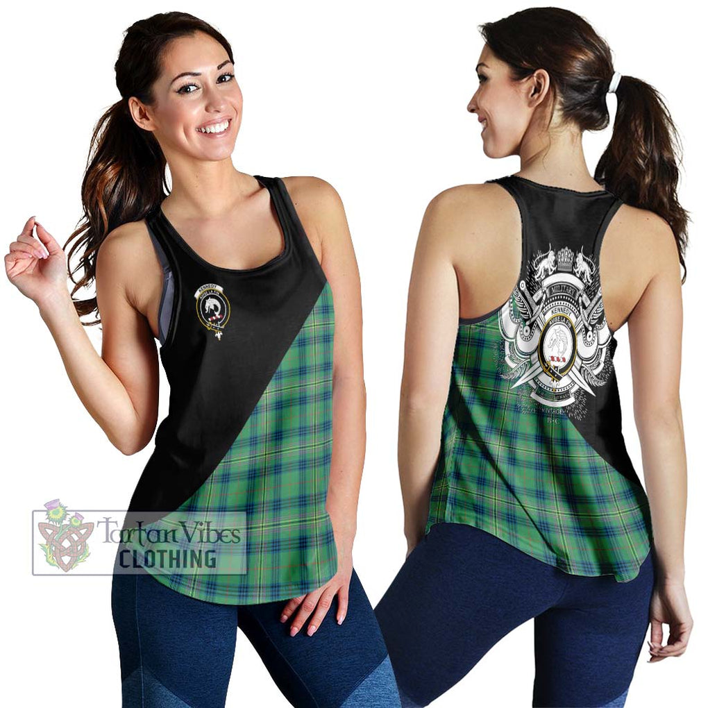 Kennedy Ancient Tartan Women's Racerback Tanks with Family Crest and Military Logo Style 4XL - Tartanvibesclothing Shop