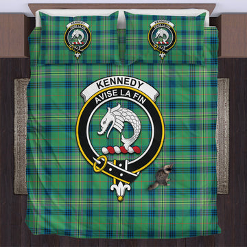 Kennedy Ancient Tartan Bedding Set with Family Crest