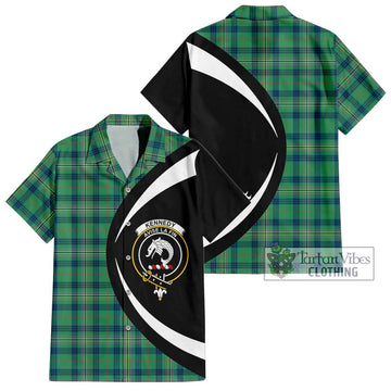 Kennedy Ancient Tartan Short Sleeve Button Up with Family Crest Circle Style