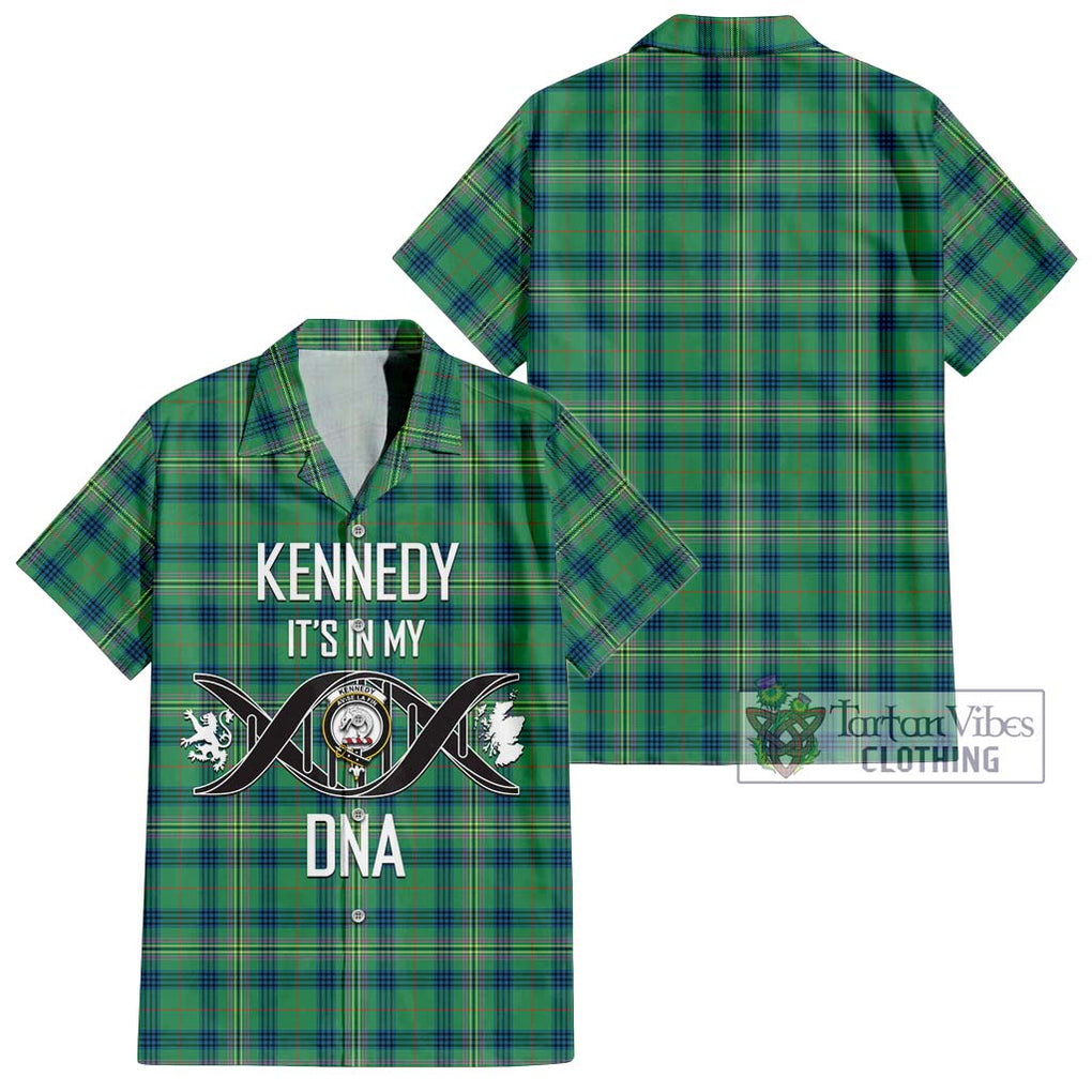 Kennedy Ancient Tartan Short Sleeve Button Shirt with Family Crest DNA In Me Style Kid - Tartanvibesclothing Shop