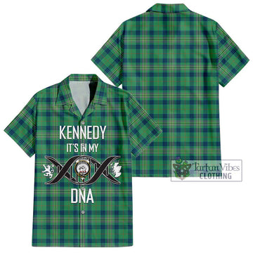 Kennedy Ancient Tartan Short Sleeve Button Shirt with Family Crest DNA In Me Style