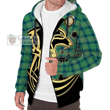 Kennedy Ancient Tartan Sherpa Hoodie with Family Crest Celtic Wolf Style