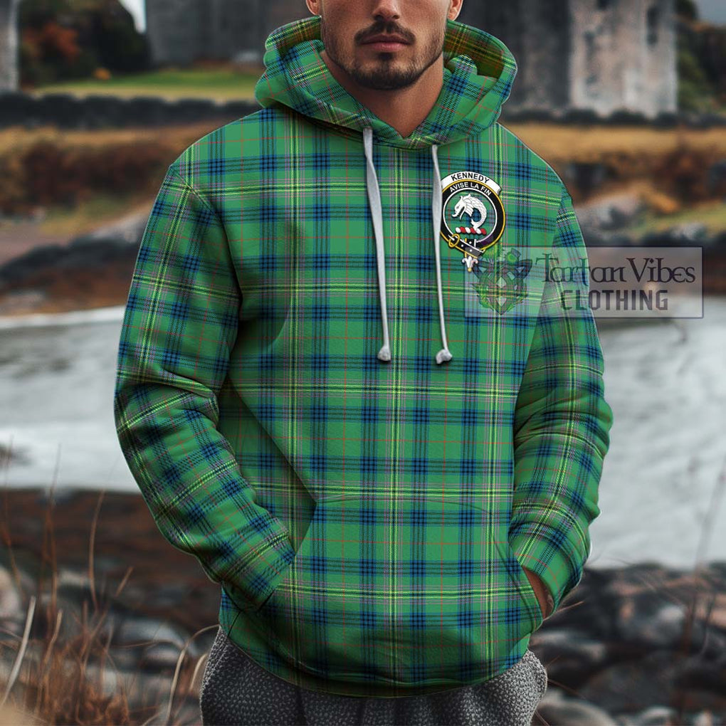 Kennedy Ancient Tartan Cotton Hoodie with Family Crest Pullover Hoodie XS - Tartan Vibes Clothing