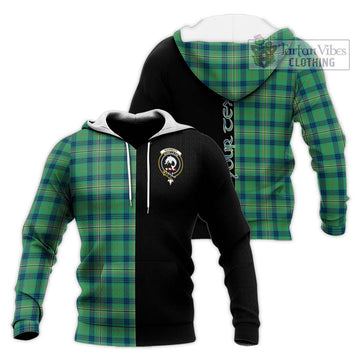 Kennedy Ancient Tartan Knitted Hoodie with Family Crest and Half Of Me Style