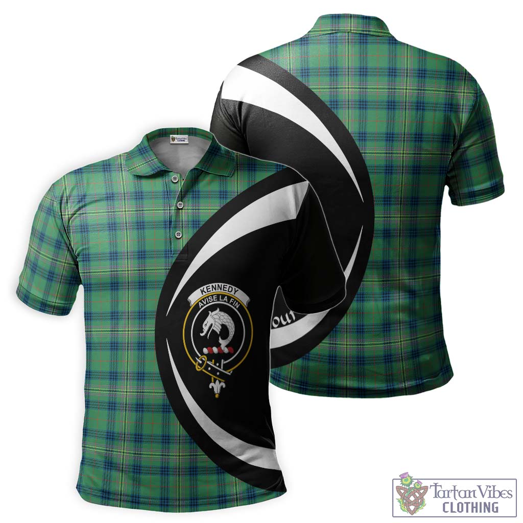 Kennedy Ancient Tartan Men's Polo Shirt with Family Crest Circle Style Kid - Tartan Vibes Clothing