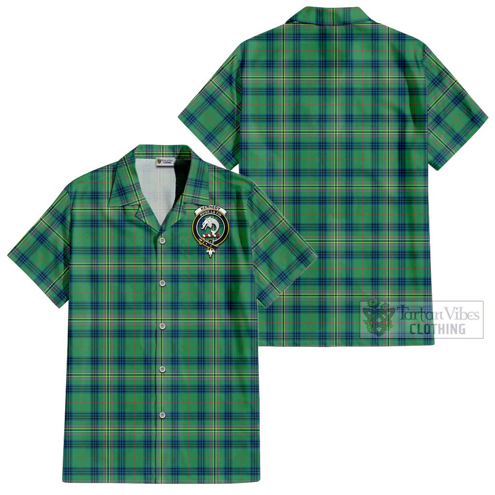 Kennedy Ancient Tartan Cotton Hawaiian Shirt with Family Crest Kid - Tartan Vibes Clothing