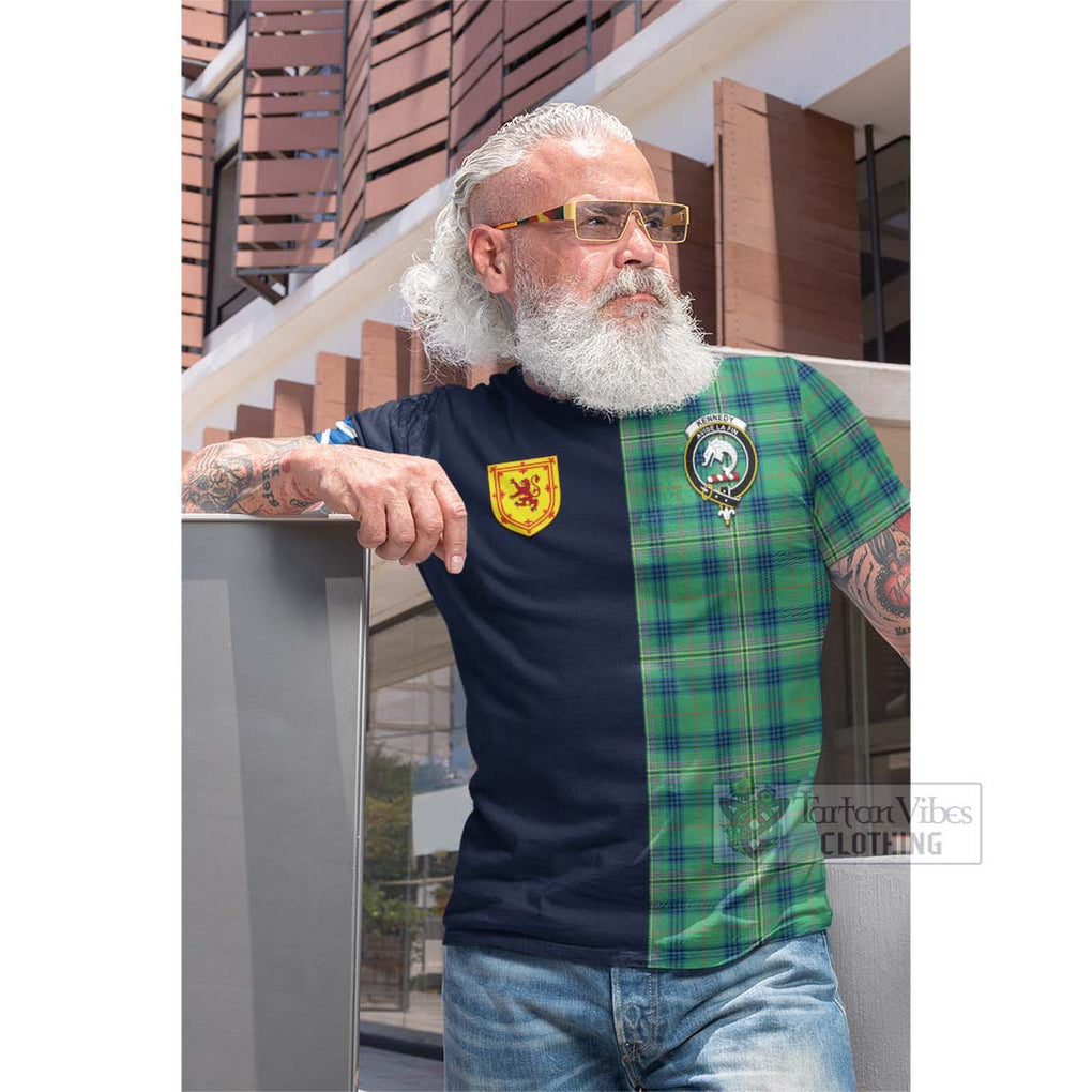 Tartan Vibes Clothing Kennedy Ancient Tartan Cotton T-shirt with Scottish Lion Royal Arm Half Style