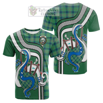 Kennedy Ancient Tartan Cotton T-shirt with Epic Bagpipe Style