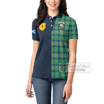 Kennedy Ancient Tartan Women's Polo Shirt Alba with Scottish Lion Royal Arm Half Style