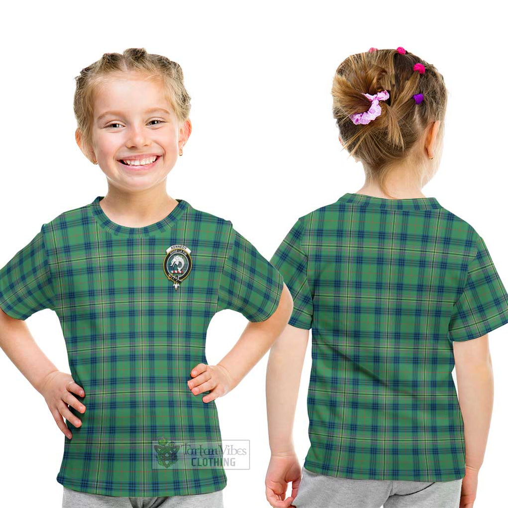 Kennedy Ancient Tartan Kid T-Shirt with Family Crest - Tartanvibesclothing Shop