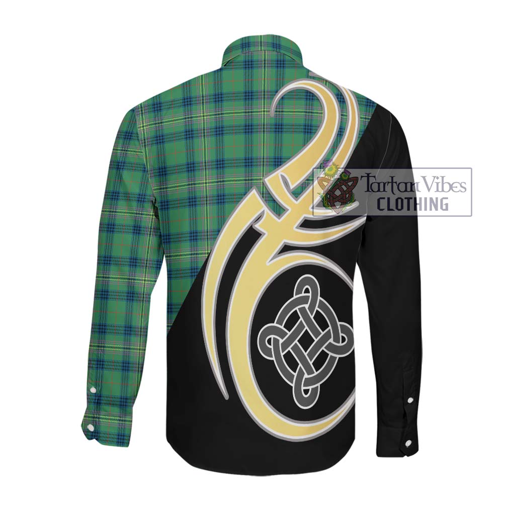 Kennedy Ancient Tartan Long Sleeve Button Shirt with Family Crest and Celtic Symbol Style Men's Shirt - Tartan Vibes Clothing