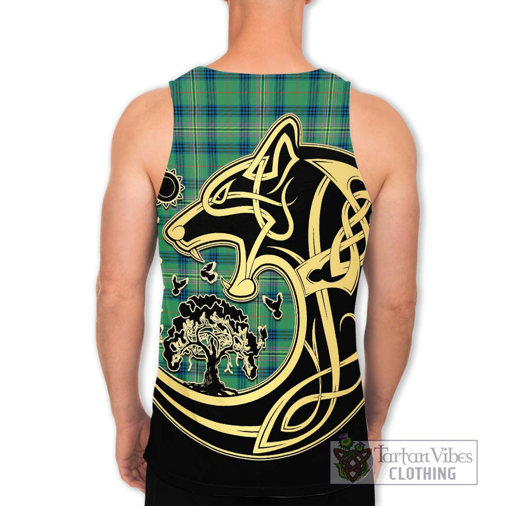 Kennedy Ancient Tartan Men's Tank Top with Family Crest Celtic Wolf Style - Tartan Vibes Clothing