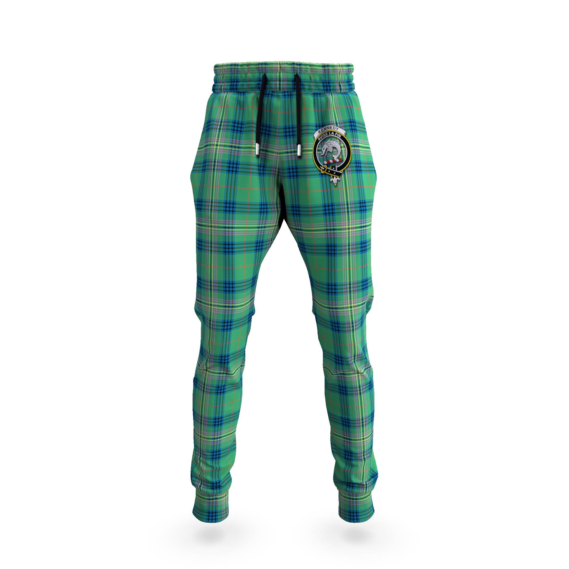 Kennedy Ancient Tartan Joggers Pants with Family Crest 5XL - Tartan Vibes Clothing