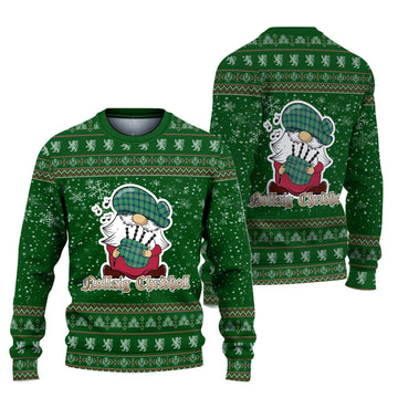 Kennedy Ancient Clan Christmas Family Ugly Sweater with Funny Gnome Playing Bagpipes