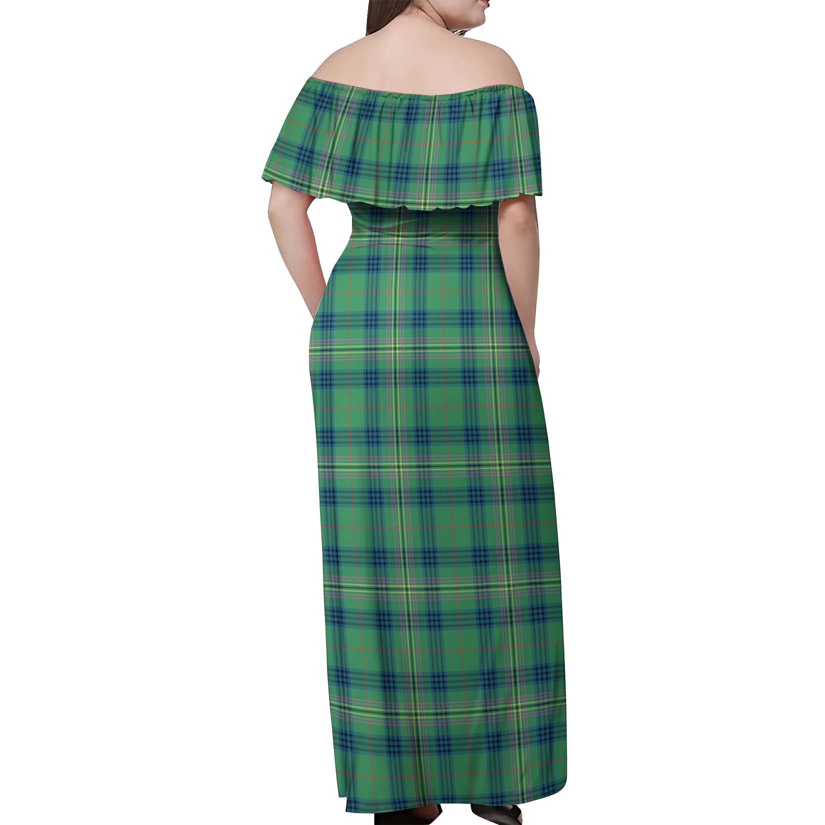 Kennedy Ancient Tartan Off Shoulder Long Dress - Tartanvibesclothing