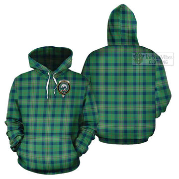 Kennedy Ancient Tartan Cotton Hoodie with Family Crest